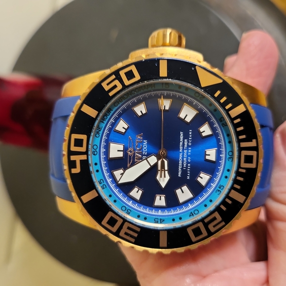 Invicta Other - Invicta Pro Diver Rose Model 14665 Gold Tone Blue Band Men's Watch